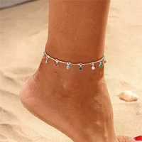 huitan colorful bead anklet women unique design boho rainbow epoxy ankle bracelet hot summer accessories sandals foot jewelry