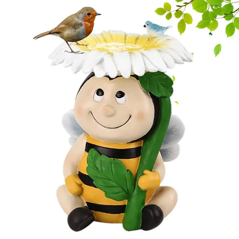 

Creative Resin Bird Feeder Bee And Sunflower Bird Bath Tray Outdoor Pet Bird Feeding Tray Water Drinker Outdoor Garden Yard