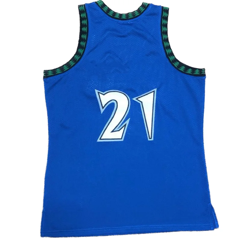 

Custom Basketball Jerseys No. 21 5 Garnett We Have Your Favorite Name Logo Pattern Mesh Embroidery Jump Shot Training Retro Tops