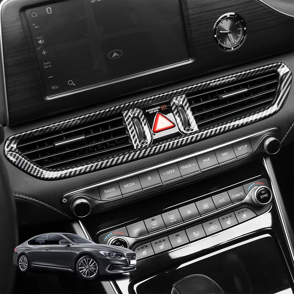 

Carbon Fiber Wood Grain Style Dashboard Middle Air Vent Outlet Trim Cover For Hyundai Grandeur Azera 2016-2019 LHD