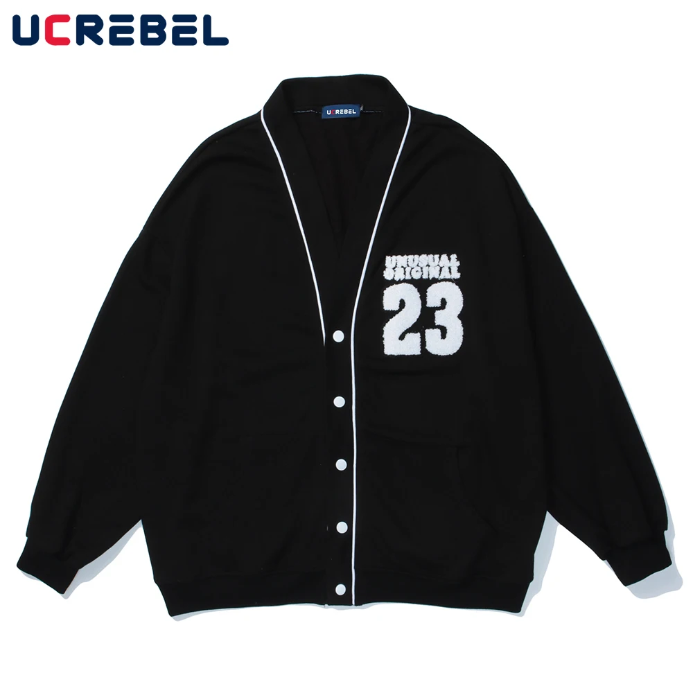 

Letter Embroidery Flocking Baseball Uniform Mens Autumn Streetwear Print V-neck Jacket Lazy Wind Casual Cardigan Outerwear Men