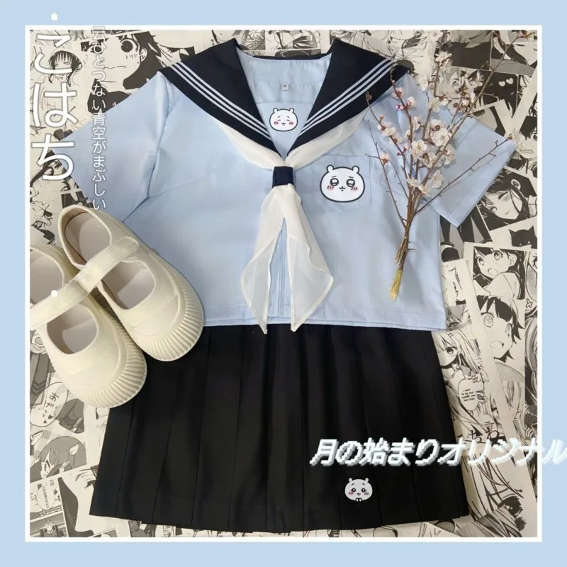 Новый морячный костюм Chiikawas JK Usagi Hachiware с длинным рукавом однотонный коротким