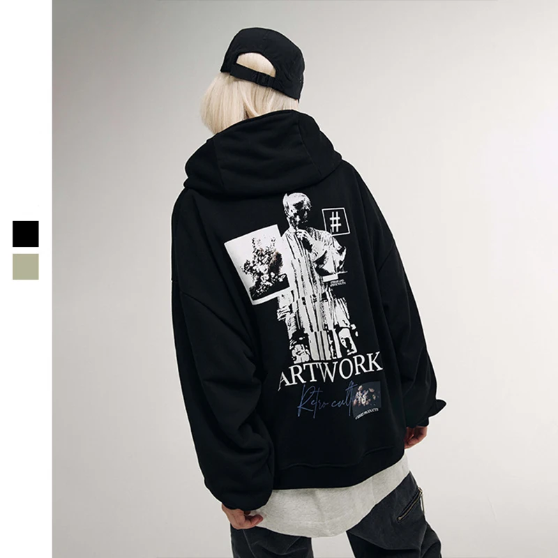 

Свитшот с капюшоном в стиле хип-хоп, Готическая уличная одежда, винтажный художественный принт в стиле панк, уличная одежда в стиле Харадзюк...