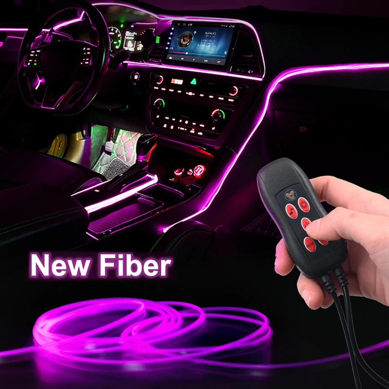 

Car EL Neon Strip App Sound Control Lights RGB Multiple Modes LED Decorative Ambient Light Auto Interior Atmosphere Lamps 12V