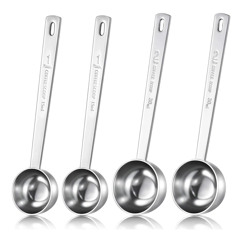 

4 Pcs Coffee Scoop,Stainless Steel Long Handle Measuring Coffee Scoop Spoons For Coffee Tea Sugar, 15 Ml And 30 Ml
