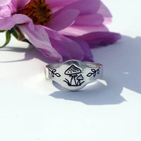 vintage creative celestial mushroom plant rings for women female fashion bohemia jewelry wedding engagement party gift ring