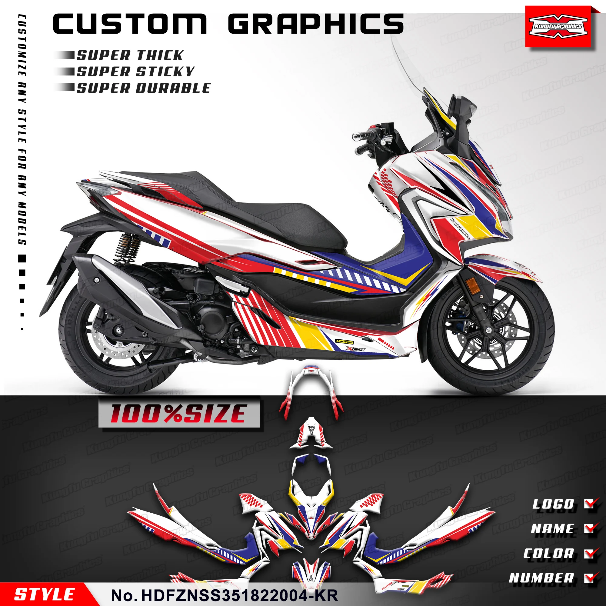 KUNGFU графические наклейки для HONDA FORZA NSS 350 NSS350 2018-2022 Restyle HDFZNSS351822004-KR