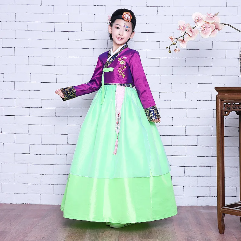 

4 Colors Korean Hanbok Children Minority Dance Clothing Kids Stage Show Costume Girls Asian Festival Performance Hanbok Dresses