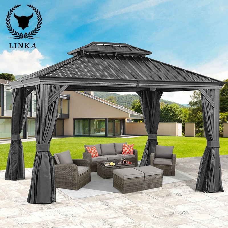 

Aluminum Frame Metal Gazebo With Netting And Curtai