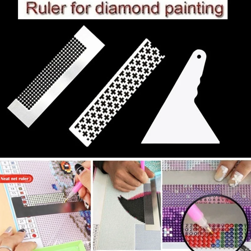 2Pcs 5D Diamond Painting Ruler Tool And 1Pc Fix Tools DIY For