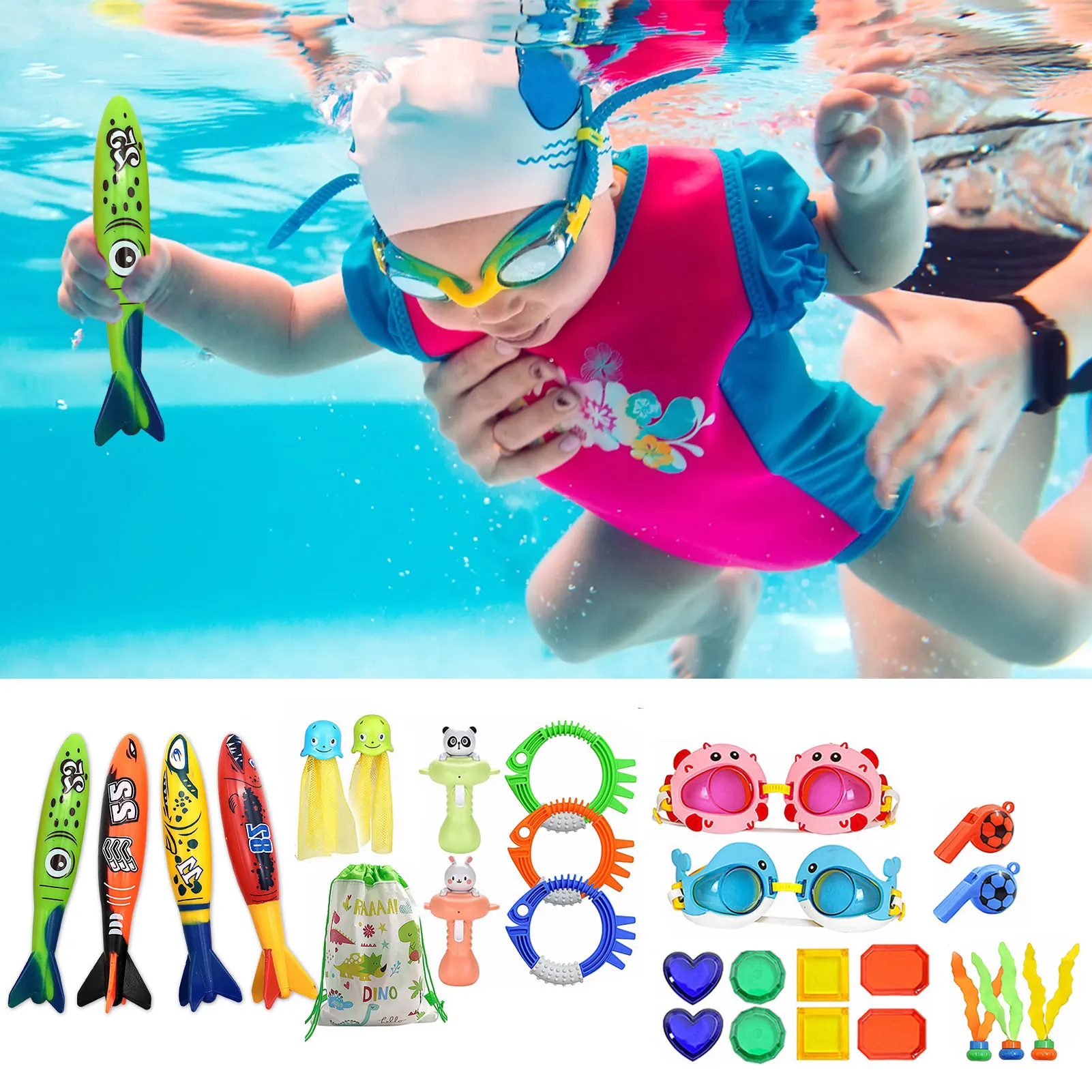 

Children Swimming Octopus Pool Diving Toys Children Funny Animal Diving GamePlay Water Toys Underwater Training Fun Bath Toys