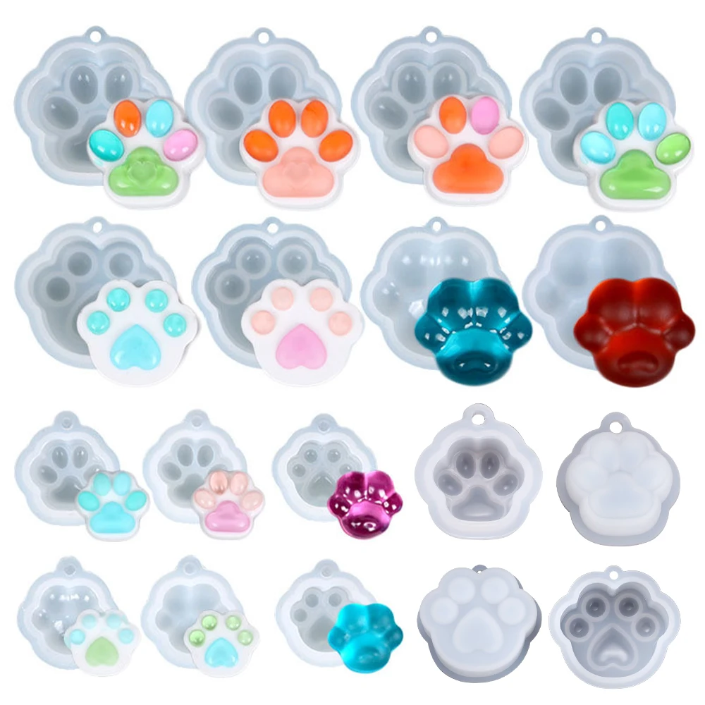 

DIY Crystal Cute Cat Paw Mirror Frosted Silicone Molds for Epoxy Resin Jewelry Making Supplies