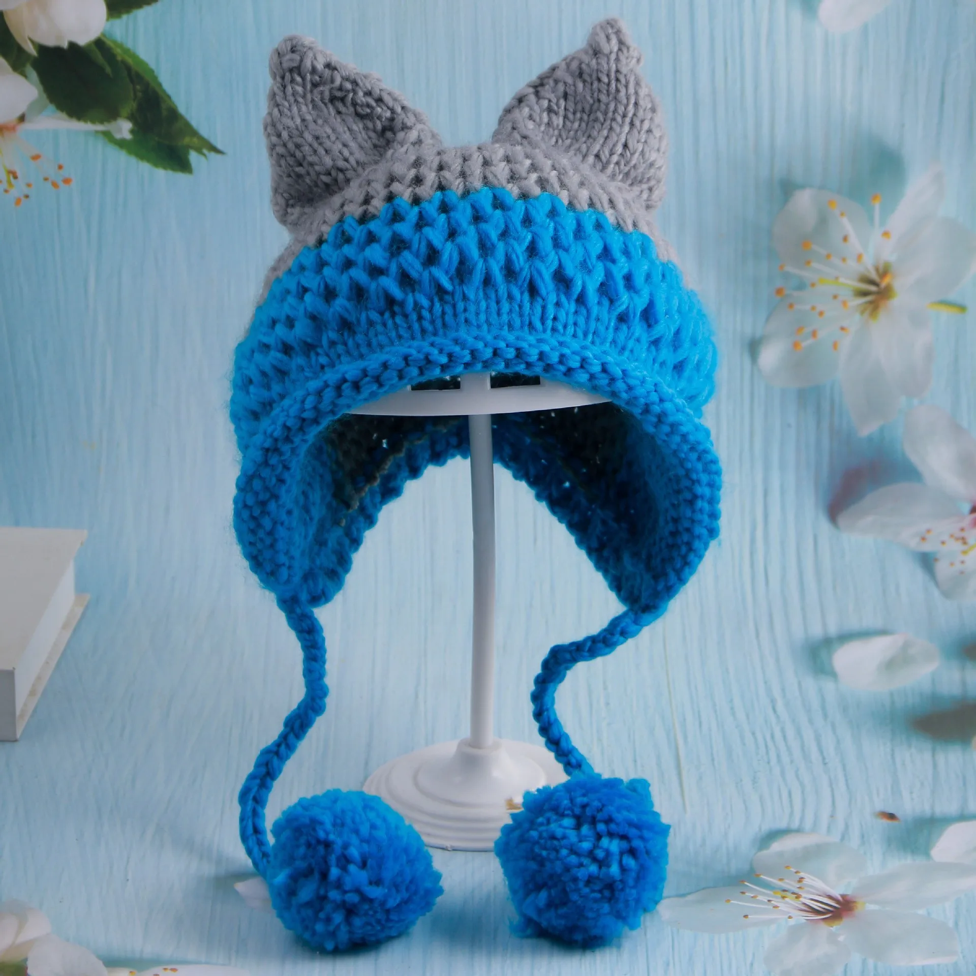 

1 шт., женская трикотажная шапка с кошачьими ушками