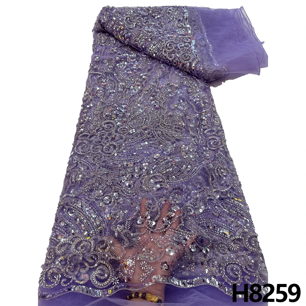 

Роскошное вечернее платье HFX 2023, Высококачественная вышитая французская кружевная ткань, африканские блестки, бисер, тюль, кружевная ткань, прошитая