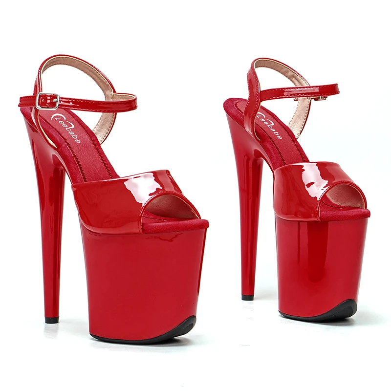 Leecabe 20CM/8inches RED Patent Platform Shoes Sexy  High Heels Pole Dance shoes