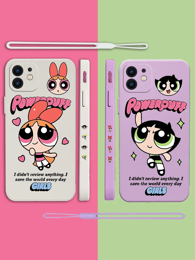 

The Powerpuff Girls Phone Case For Samsung Galaxy S23 S22 S21 S20 Ultra Plus FE S10 4G S9 S10E Note 20 9 Plus With Lanyard Cover