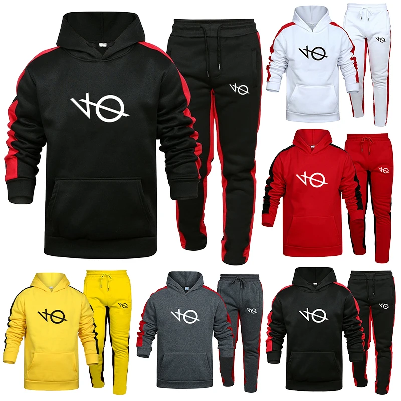 

Hot Men's Casual Letter Print Sweater Hoodie Pants Fashion Set Pants+Top Fashion Track Suits Jogging Suits