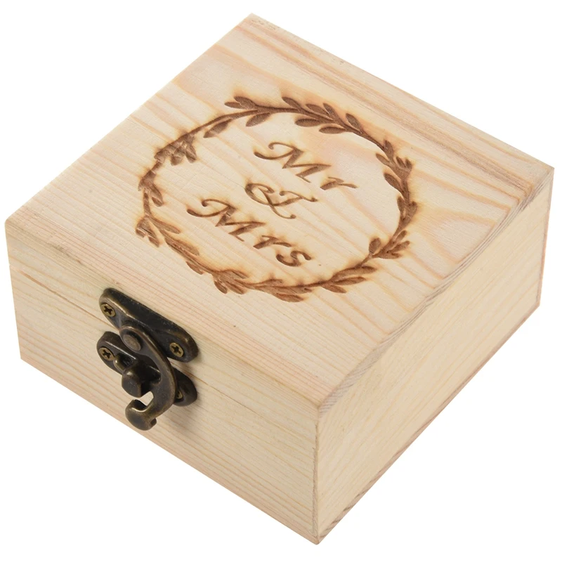 

LBER Wedding Supplies Fashion Rustic Wedding Wood Romantic Ring Box Holder Mr Mrs Letter Wedding Ring Bearer Box Jewelry Case