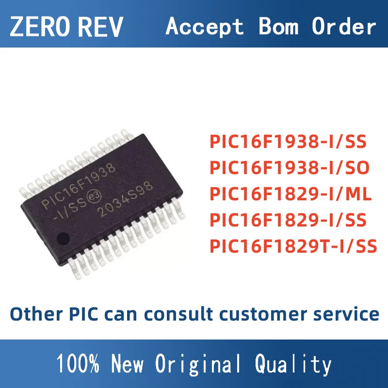 

PIC16F1938-I/SS PIC16F1938-I/SO PIC16F1829-I/ML PIC16F1829-I/SS PIC16F1829T-I/SS SSOP QFN SOP 14-bit MCU Microcontrollers