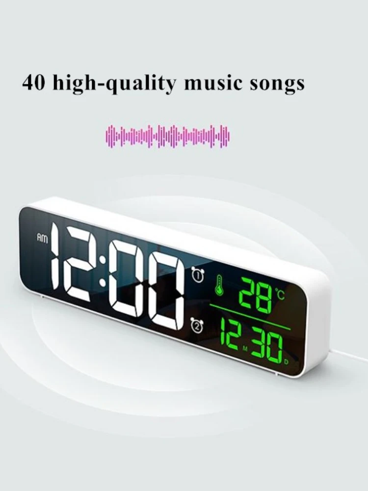 

Светодиодный цифровой будильник с отображением температуры и даты Повтор сигнала USB Настольная полоса зеркальные светодиодный часы для ук...