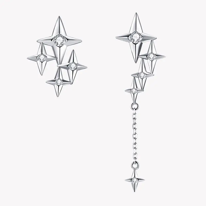 

VOROCO Genuine 925 Sterling Silver Starry Earrings for Women Fashion Jewelry Hypoallergenic Orecchini Dangle Woman Ear Jewelry