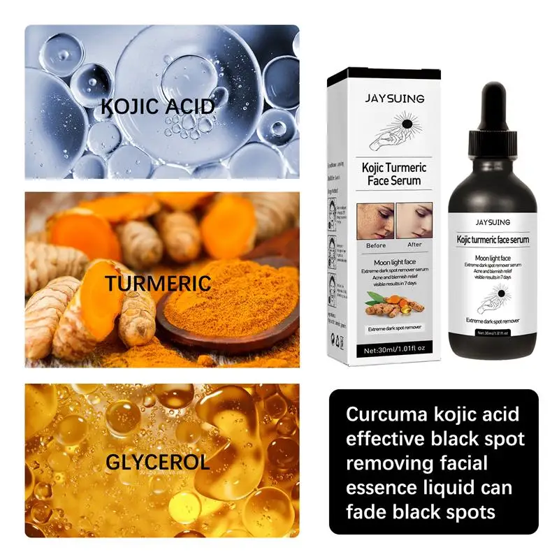 Turmeric Freckle Whitening Serum Fade Dark Spots Face Skin Care Removal Pigment Improve Dull Melanin Facial care Free Shipping