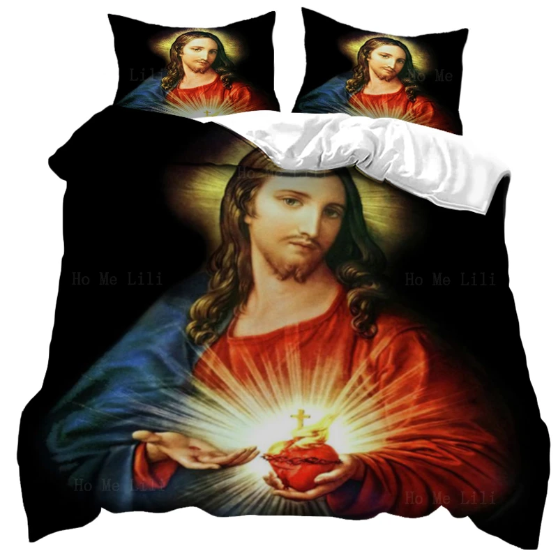 

Иисус Священное Сердце Дева Мария держит ребенка греческая Византийская Икона пододеяльник от Ho Me Lili для украшения постельного белья