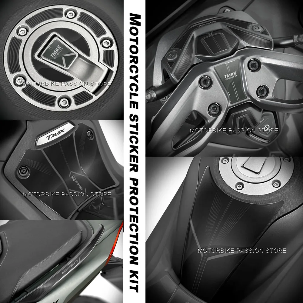 Фото Наклейка из эпоксидной смолы 3D для мотоцикла Yamaha Tmax 560 tmax 2025, комплект защиты бака, устойчивая к царапинам, нескользящая наклейка-протектор №2