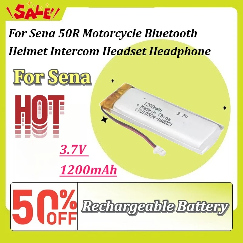 Фото Новая литий-полимерная сменная батарея 3.7V 1200mAh для мотоциклетной Bluetooth-гарнитуры Sena 50R (для шлема, интеркома, наушников) №1