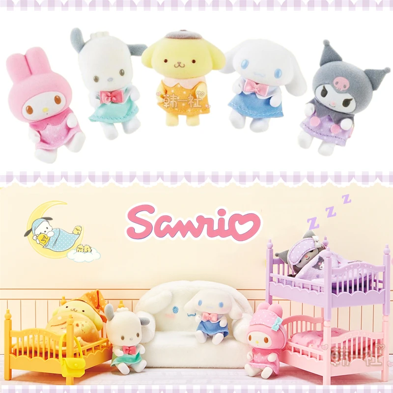 

Japanese Sanrio Hello Kitty My Melody Kuromi Cinnamoroll Pochacco Plush Bed Sofa Anime Figure Dolls Miniature Models