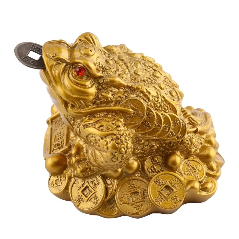 

Feng Shui Toad Money LUCKY Fortune Wealth Chinese Golden Frog Toad Coin Home Office Decoration