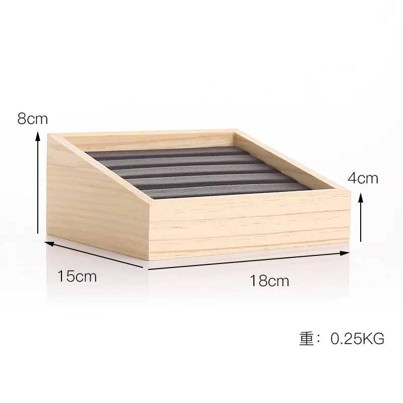 Fashion Bamboo Velvet Jewelry Display Tray Ring Box Earring Necklace Bracelet Pendant Display Organizer Jewelry Storage