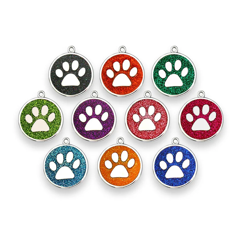 

Pet accessoriesRound Zinc alloy pet hanging tag Color flash pink Cat claw pendant DIY pet collar accessory dog supplies