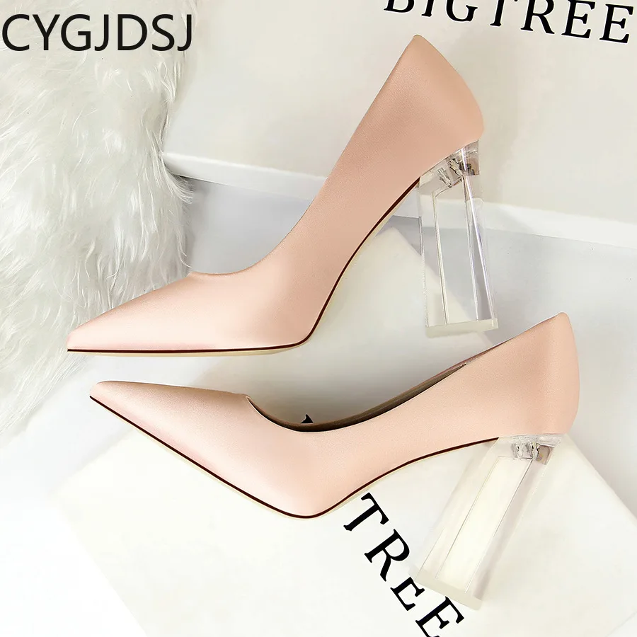 

Transparent Heels Ladies Shoes Woman Pumps Chunky Heels Office Shoes Women High Heels Sexy Party Shoes for Women Zapatos Mujer