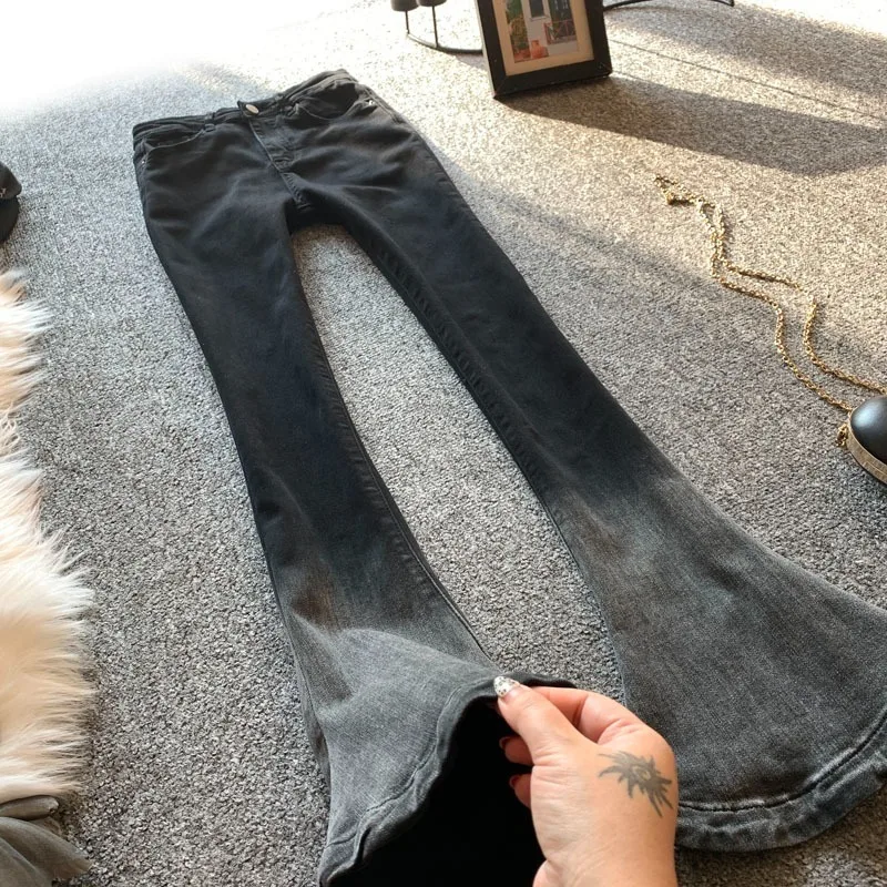 Women's Flared Jeans hight Waist Denim Pants  Skinny Y2k vintage   jeans female Trousers