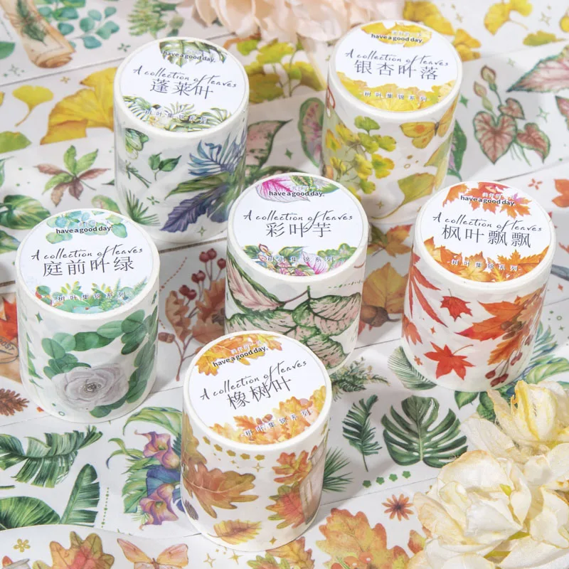 

1Roll Tape Leaf 3M Collage Material Adhesives Oak leaves Decal Stickers Background Ledger Decoration Collection Scrapbook 50MM