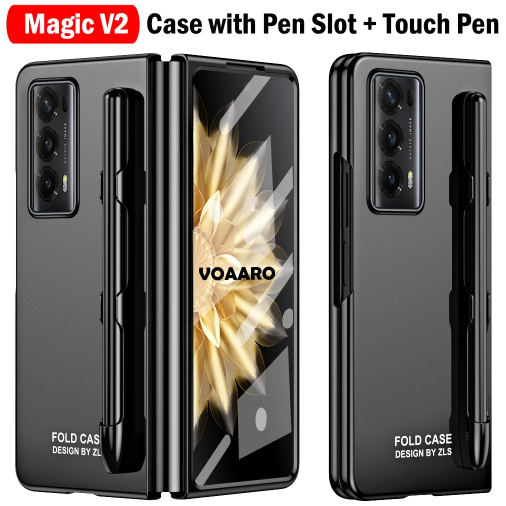 

Add Touch Pen for Honor Magic V2 Case with Pen Slot Holder Ultra Thin Hard PC Cover for Honor Magic V2 Case with Front Film Capa