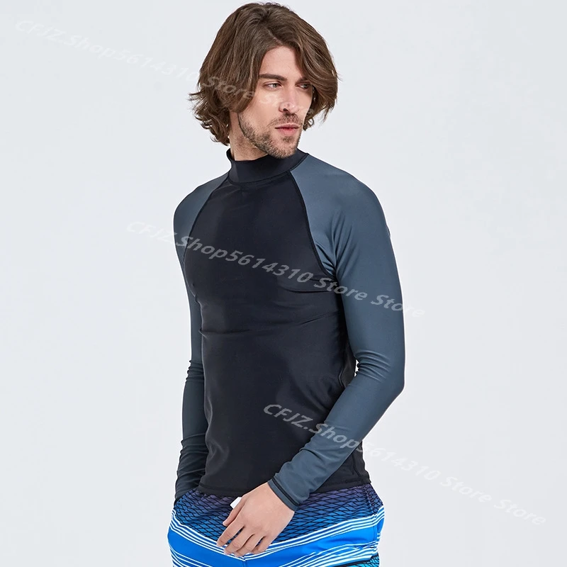 

SBART Men Long Sleeve Rashguards Tops Lycra Snorkeling Windsurf Surfing Anti-UV Swim Wetsuit Shirt Diving T-Shirts for Surfing