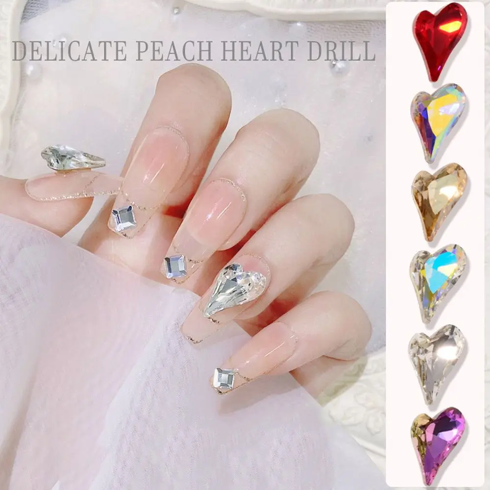 

10PCS Colorful Oblique heart Nail Rhinestones Crystal irregular diamond Manicure Nail Art Decoration Charms Jewelry