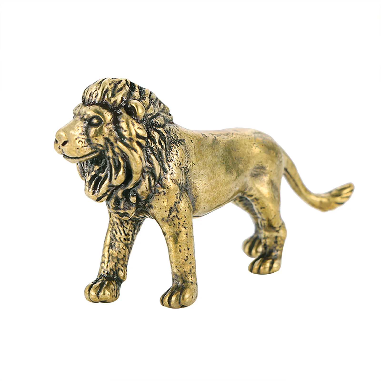 

1* Bronze Ornaments Brass Lion Figurine Cabinet Decoration Animal Etc Figurines Toys Statue House Office Table