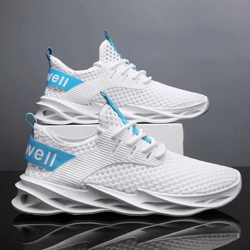 

White Men Casual Shoes Ultra Light Sneakers Breathable Running Shoes Fashion Flat Shoes Lace-up Tennis Shoes Zapatillas Hombre
