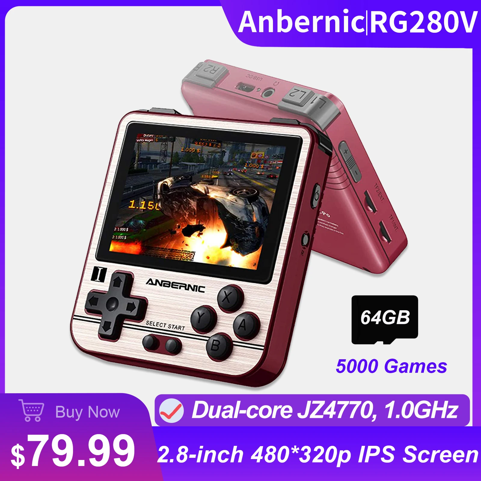 

Консоль игровая ANBERNIC, 280 В, RG280V, 5000 игр