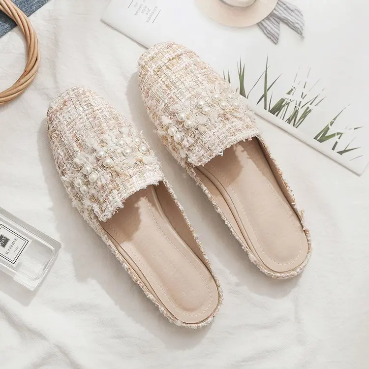 

2022 Zapatos De Mujer Women Cute Beige Round Toe Spring Slip on Flat Shoes Ladies Casual Summer Flats Cool Loafers 35-43