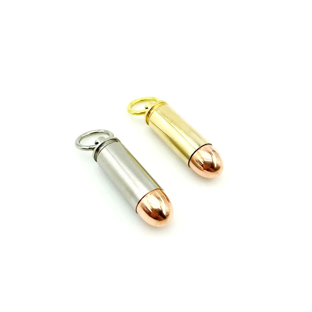 

1 Pcs Bottle Pill Box Outdoors Emergency Survival Tool EDC Stainless Steel Brass Copper Waterproof Capsule Seal Keychain