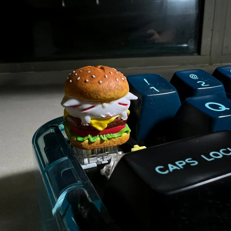 

Resin Personality Hamburger Cat Key Cap Breakfast Series Bread Computer Accessories Lovely Mechanical Keyboard Key Cap