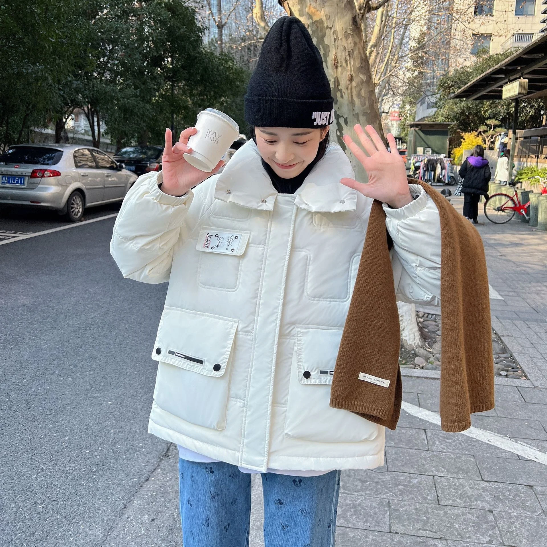 2022 Korean winter new down jacket women's short stand collar candy color fashion cotton jacket trend