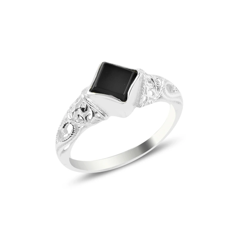 

Silver 925 Sterling Onyx Engagement Ring