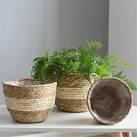 Terracotta Planter Pot Plant Basket Idyllic Style Basket Green Storage Rattan Straw Storage Home Decor 4 Inch round