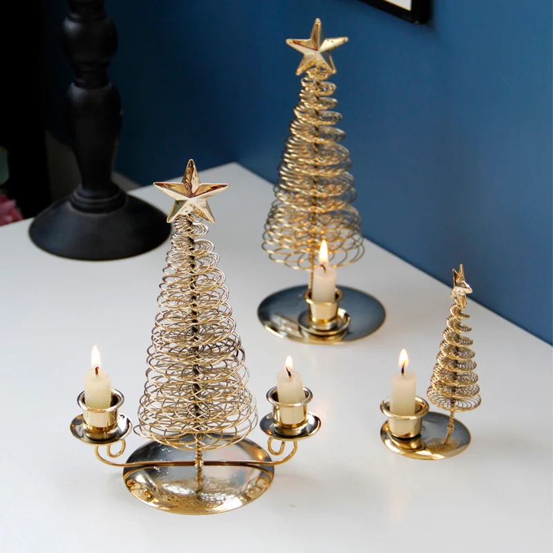 

Christmas Decorations Metal Candlestick Christmas Tree Shape Sculpture Candle Holder Decors Home Decoration Xmas Tree Gift