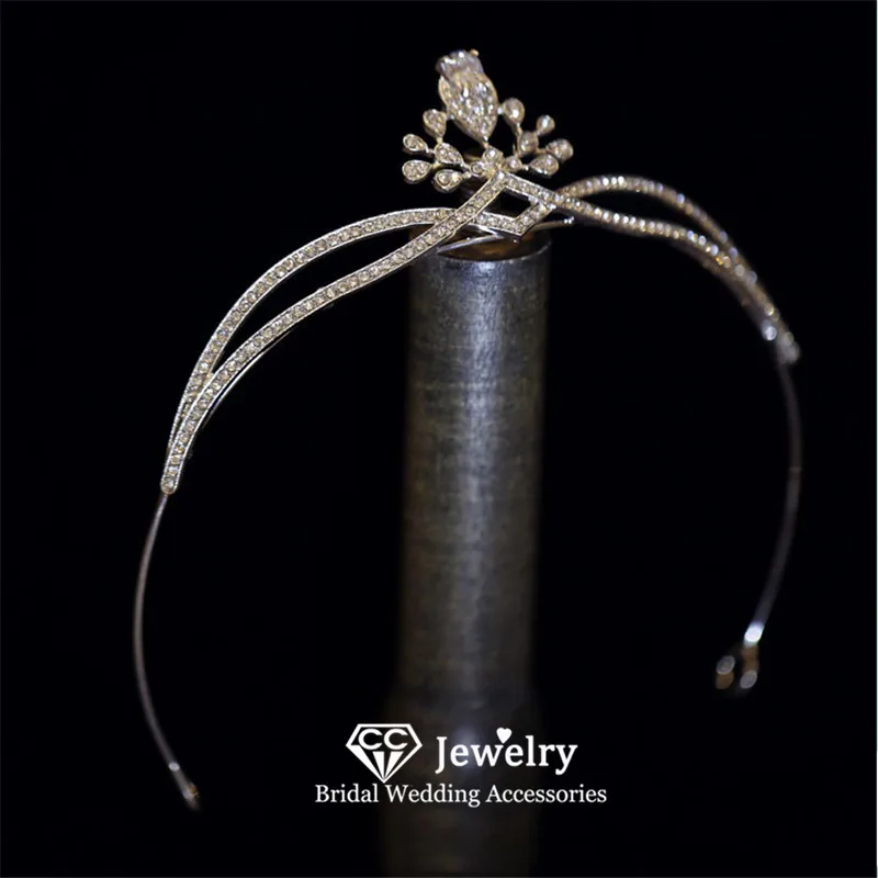 CC короны простого дизайна свадебные аксессуары для волос женская одежда для волос обручальные украшения Свадебный головной убор в форме капли воды тиара HS177